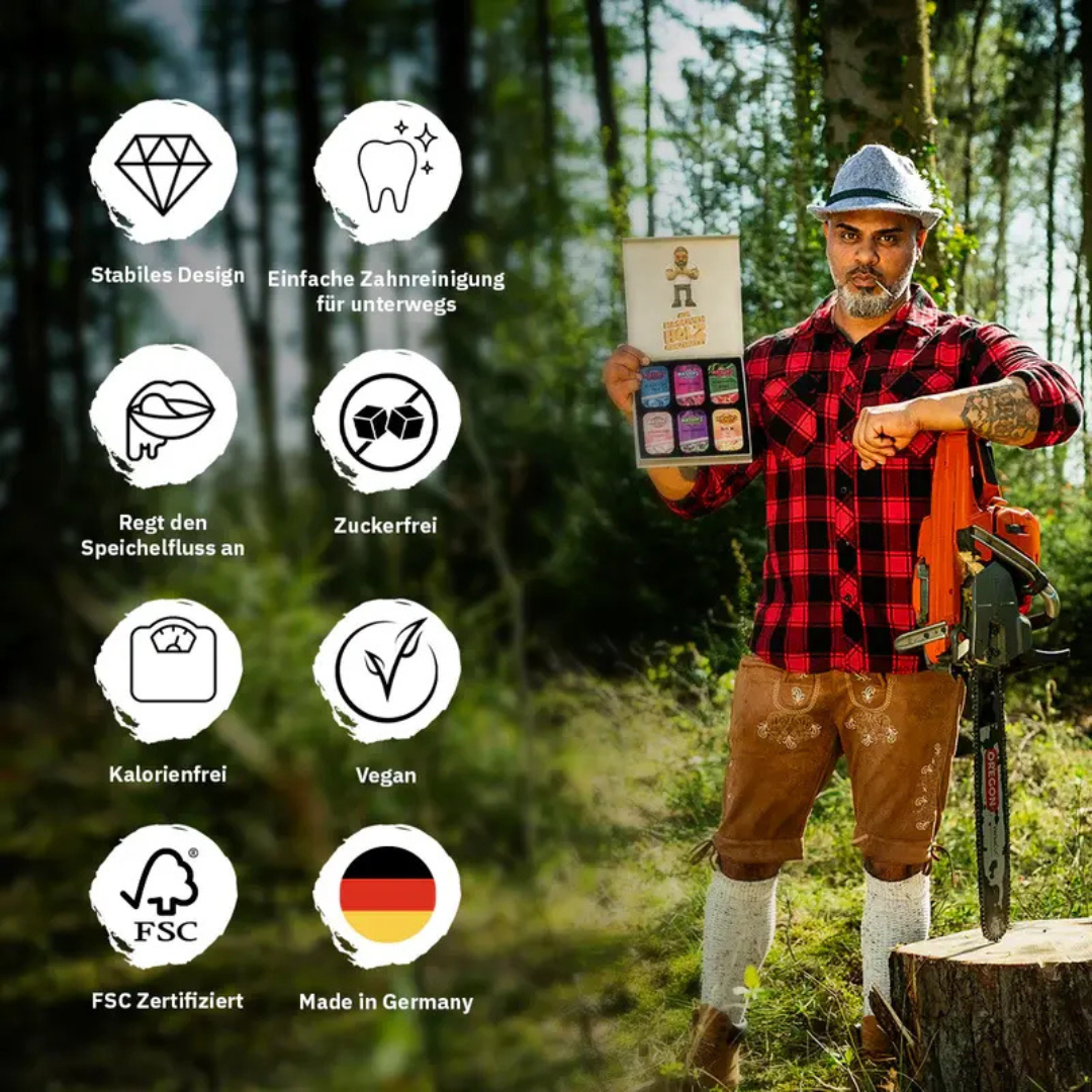 Massivs Zahnstocher mit Geschmack - 6 Sorten Probierpaket - 5+1 Gratis - SNACKS24.AT