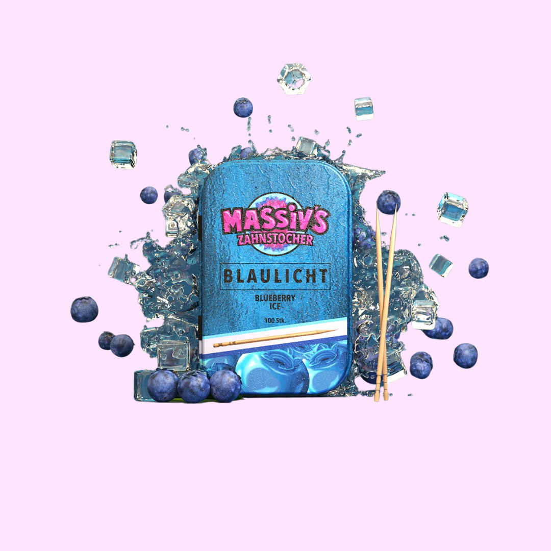 Massivs Zahnstocher mit Geschmack - BLAULICHT - Blueberry Ice - SNACKS24.AT