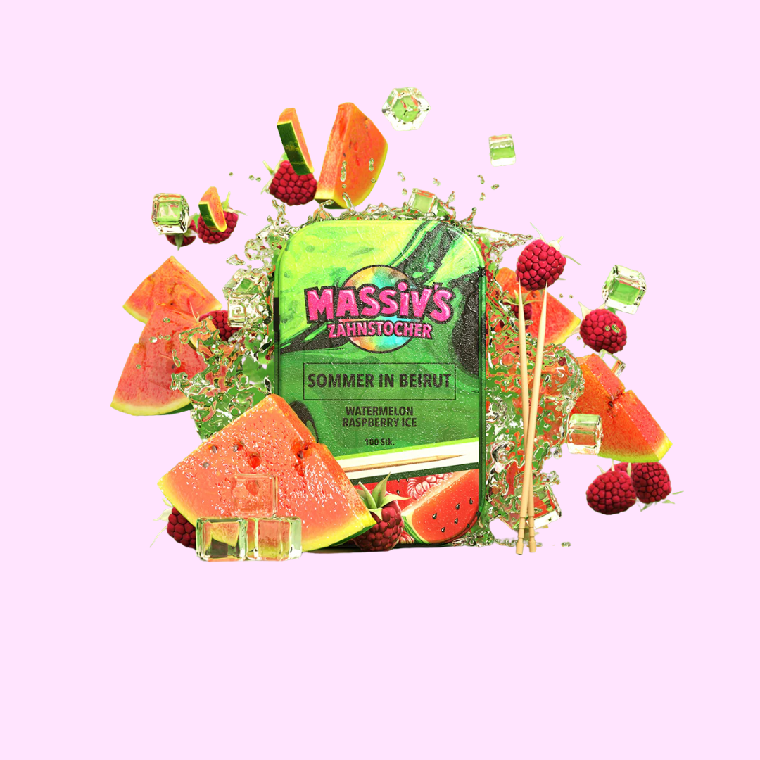 Massivs Zahnstocher mit Geschmack - SOMMER IN BEIRUT - Watermelon Raspberry Ice - SNACKS24.AT