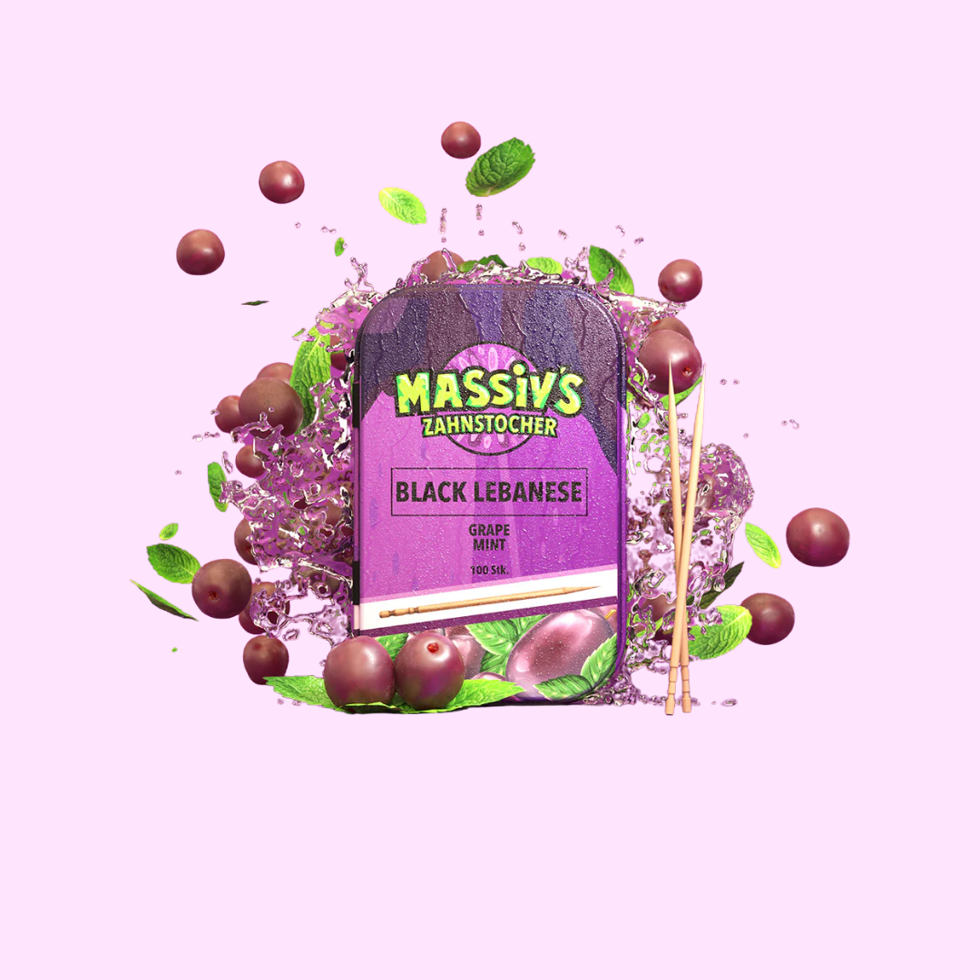 Massivs Zahnstocher mit Geschmack - BLACK LEBANESE - Grape Mint - SNACKS24.AT
